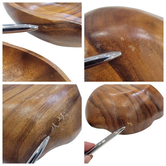 Vintage Mid Century Wooden Bowls Dishes Monkey Pod Wood Decorative Pieces - Picture 12 of 14